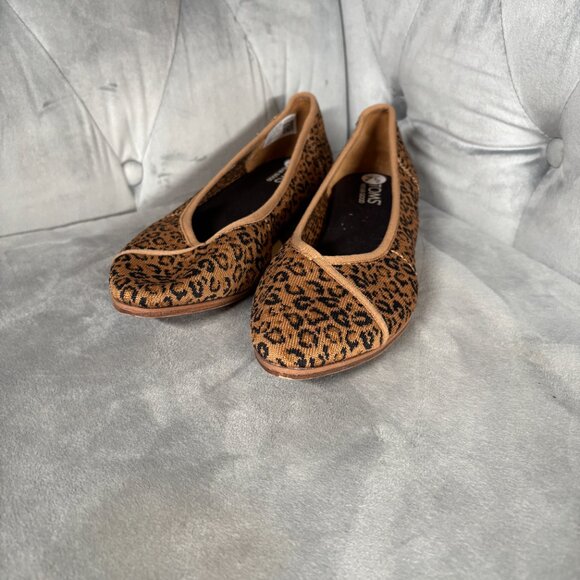 TOMS Leopard Print Flats Brown Knit Ballet Shoes – Women’s 7.5 - Picture 3 of 9